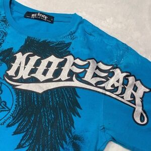 Y2K No Fear T-Shirt Men's‎ Short Sleeve Skull Metallic Graphic Print Vintage